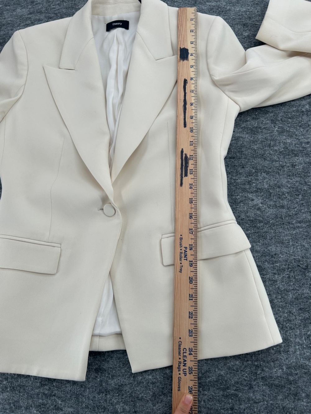 Theory Ivory Single-Button Notch-Lapel Angled Blazer Admiral Crepe SZ4 - Picture 10 of 15